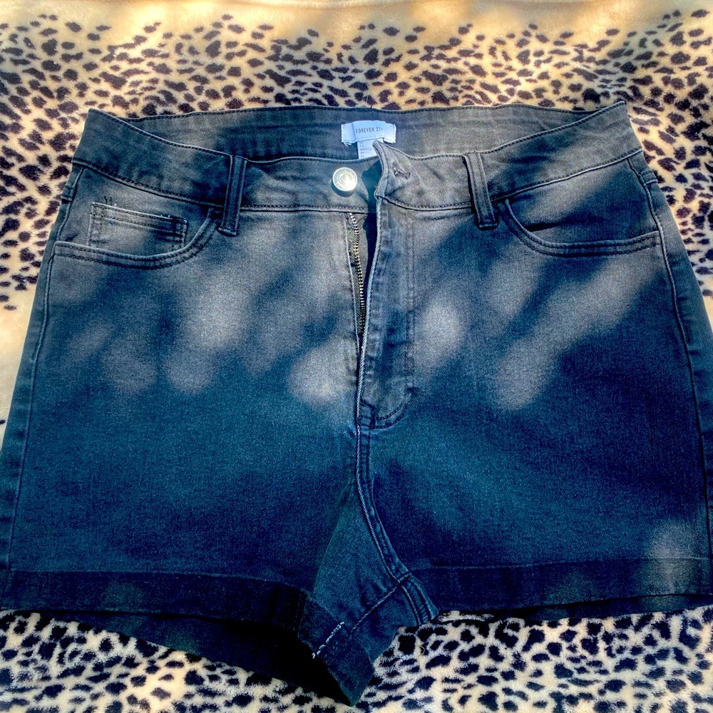 Forever 21 black jean shorts women's 14